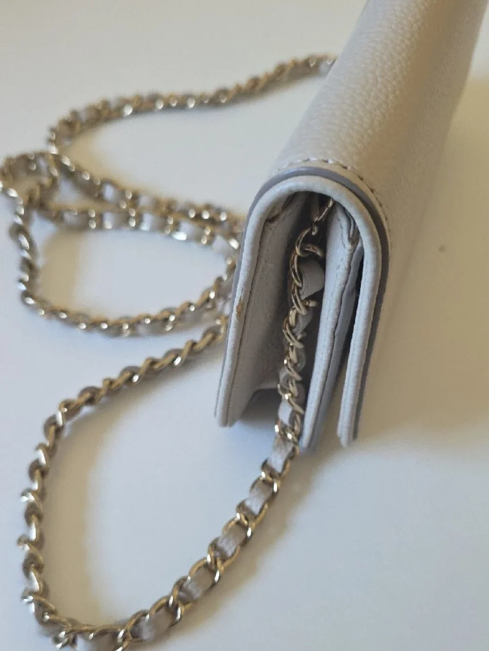 Women's Neutral Chain Leather Shoulder Clutch